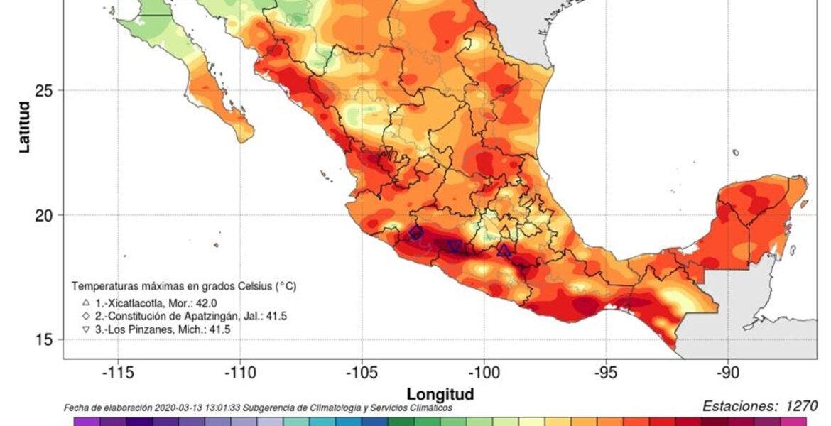Con 42°C, registró ayer Morelos la temperatura más alta del país